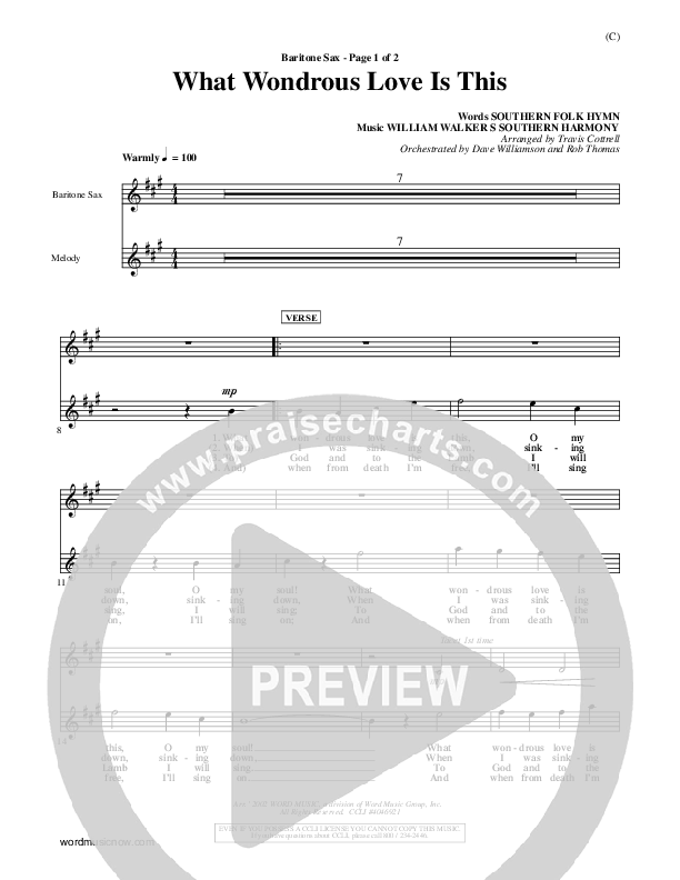 What Wondrous Love Is This Bari Sax (William Walker)