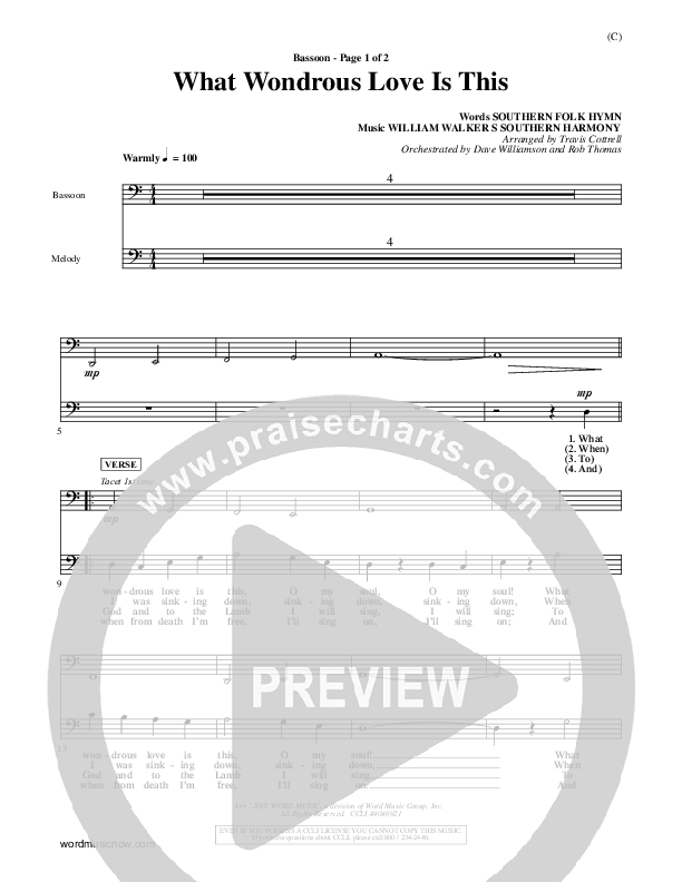 What Wondrous Love Is This Bassoon (William Walker)