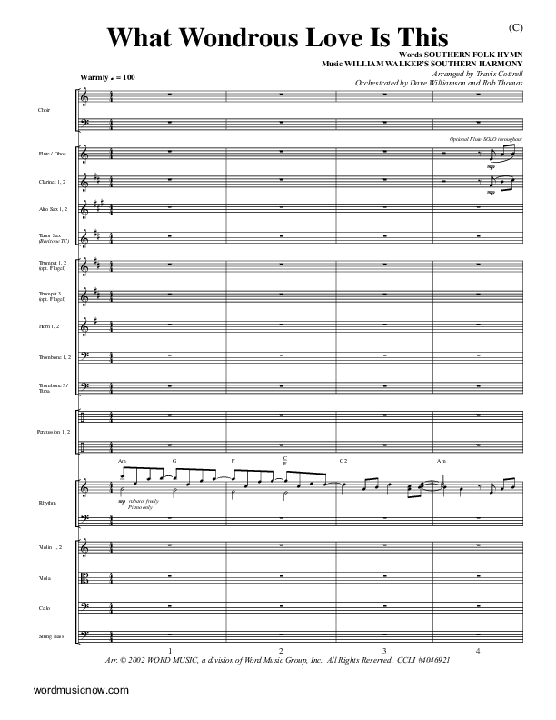 What Wondrous Love Is This Conductor's Score (William Walker)