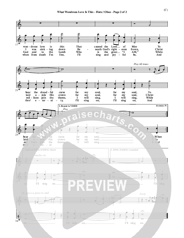 What Wondrous Love Is This Flute/Oboe (William Walker)