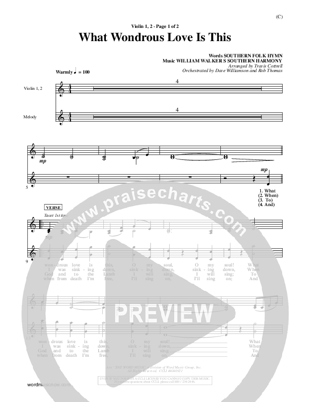 What Wondrous Love Is This Violin 1/2 (William Walker)