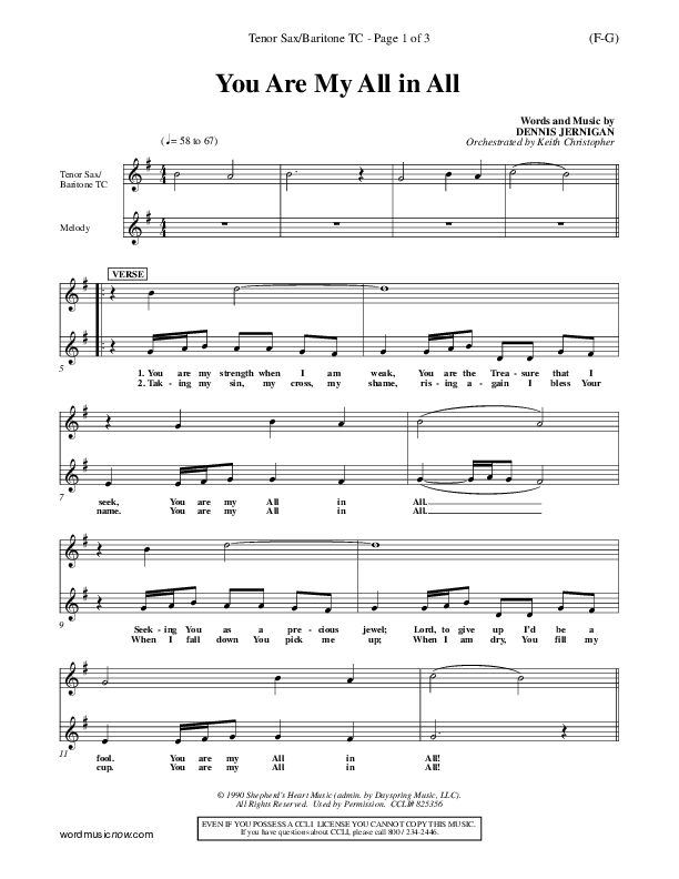 You Are My All In All Tenor Sax 2 (Dennis Jernigan)