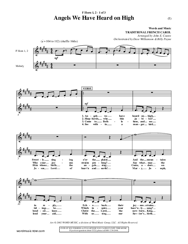 Angels We Have Heard On High French Horn 1/2 ()