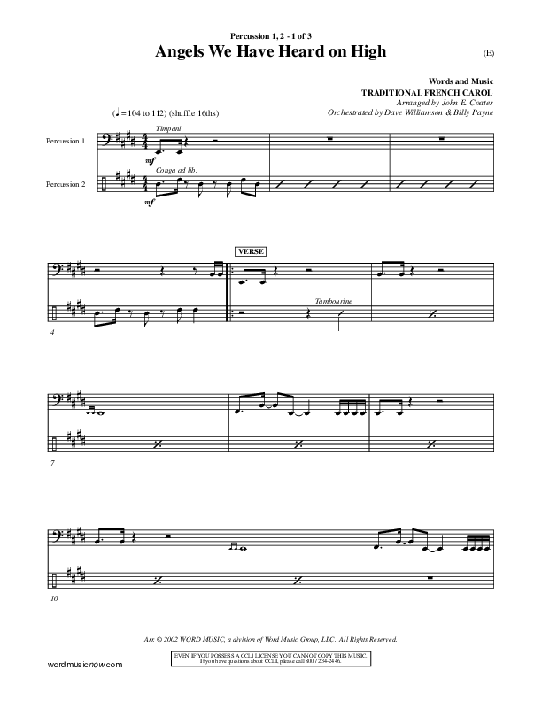 Angels We Have Heard On High Percussion 1/2 ()