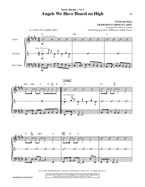 Angels We Have Heard On High Rhythm Chart ()