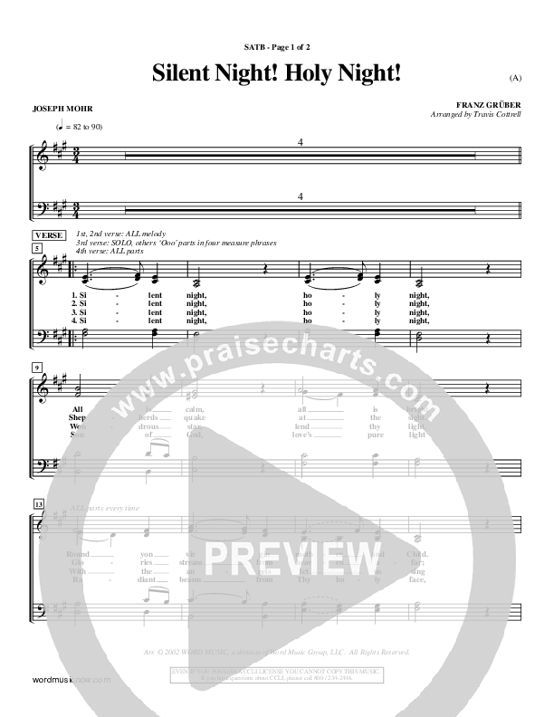 Silent Night Holy Night Choir Sheet (SATB) ()