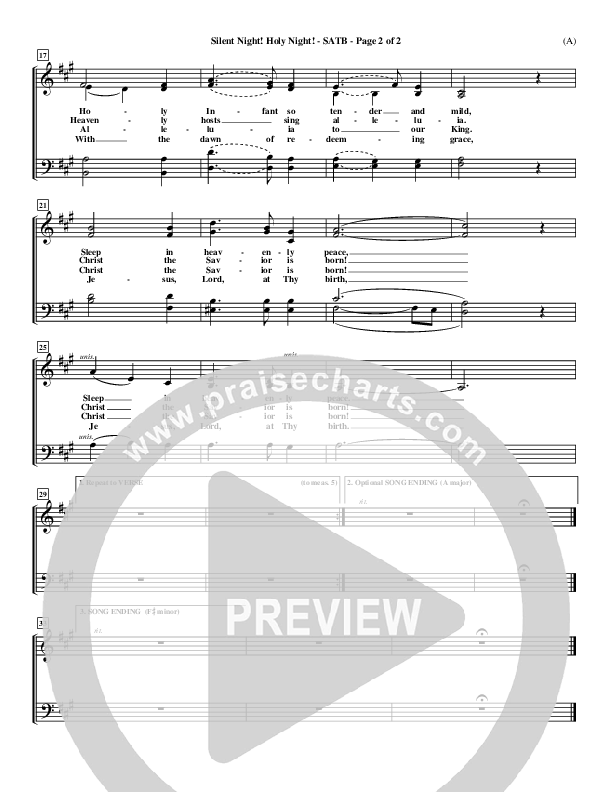 Silent Night Holy Night Choir Sheet (SATB) ()