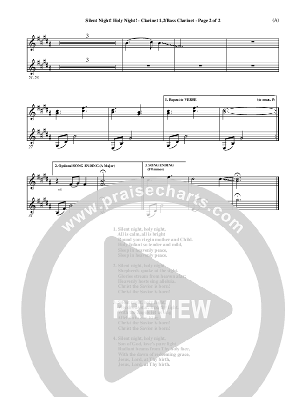 Silent Night Holy Night Clarinet 1/2, Bass Clarinet ()