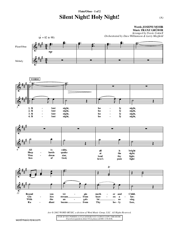 Silent Night Holy Night Flute/Oboe ()