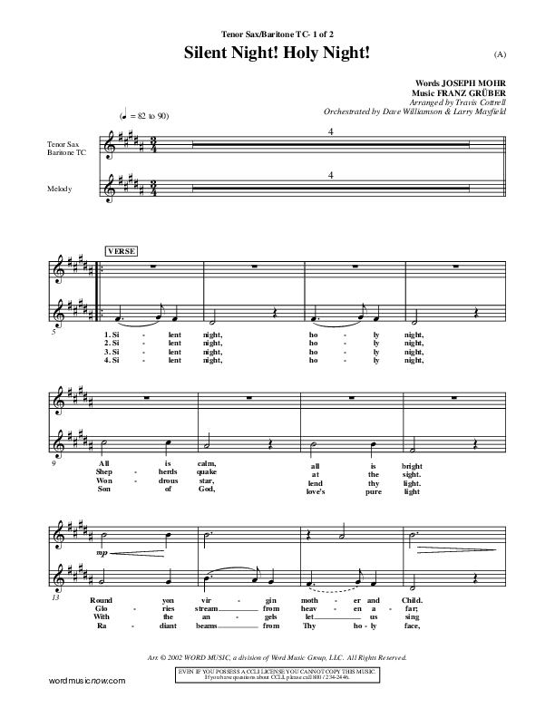 Silent Night Holy Night Tenor Sax/Baritone T.C. ()