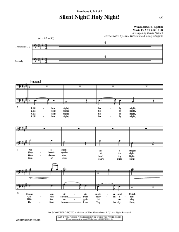 Silent Night Holy Night Trombone 1/2 ()