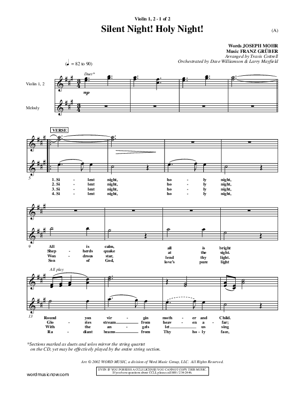Silent Night Holy Night Violin 1/2 ()