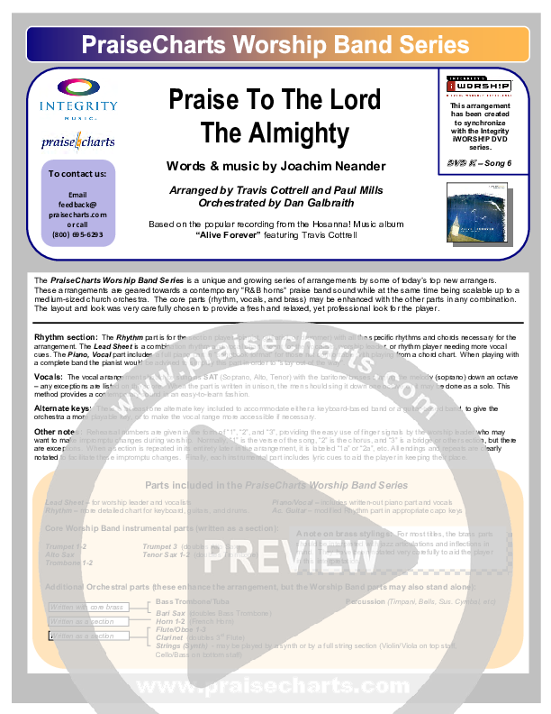Praise To The Lord The Almighty Orchestration (Travis Cottrell)