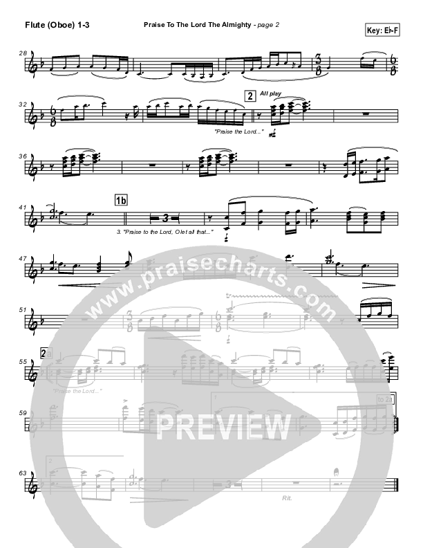 Praise To The Lord The Almighty Flute/Oboe 1/2/3 (Travis Cottrell)