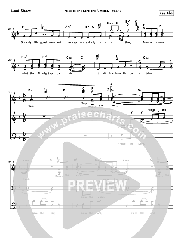 Praise To The Lord The Almighty Lead Sheet (Travis Cottrell)