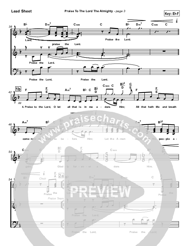 Praise To The Lord The Almighty Lead Sheet (Travis Cottrell)