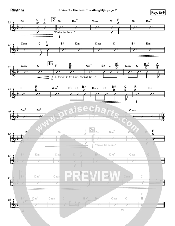Praise To The Lord The Almighty Rhythm Chart (Travis Cottrell)