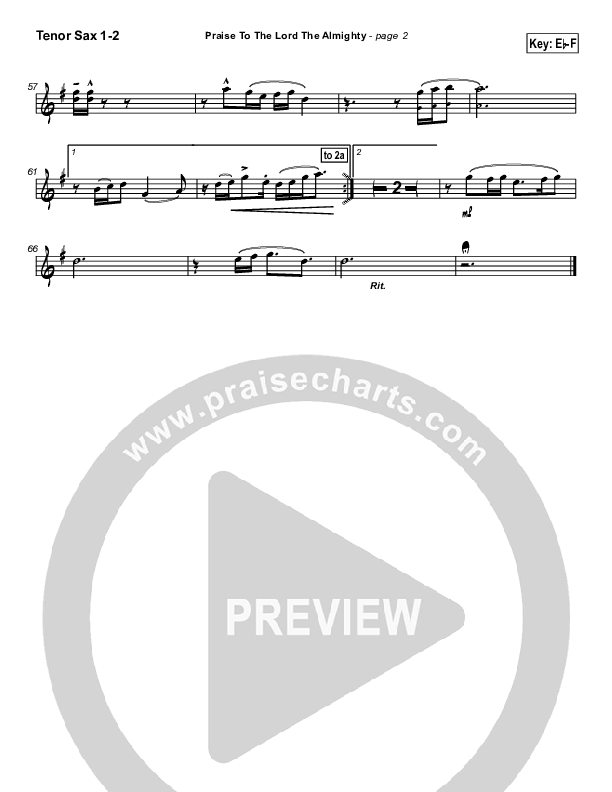 Praise To The Lord The Almighty Tenor Sax 1/2 (Travis Cottrell)