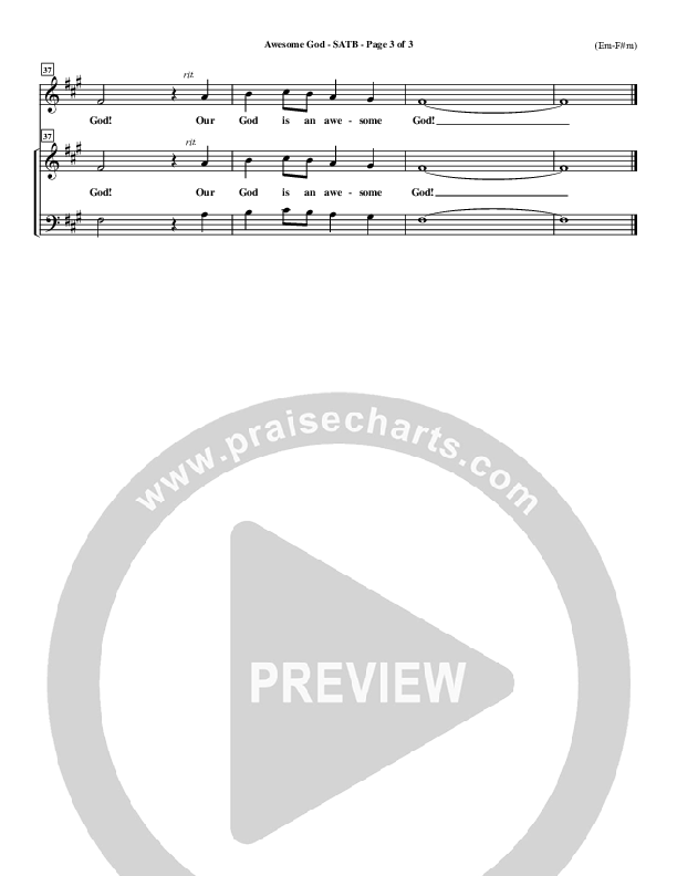 Awesome God Vocal Sheet (SATB) (Rich Mullins)