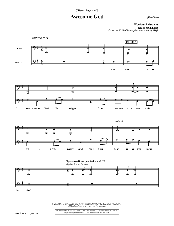 Awesome God Contrabass (Rich Mullins)