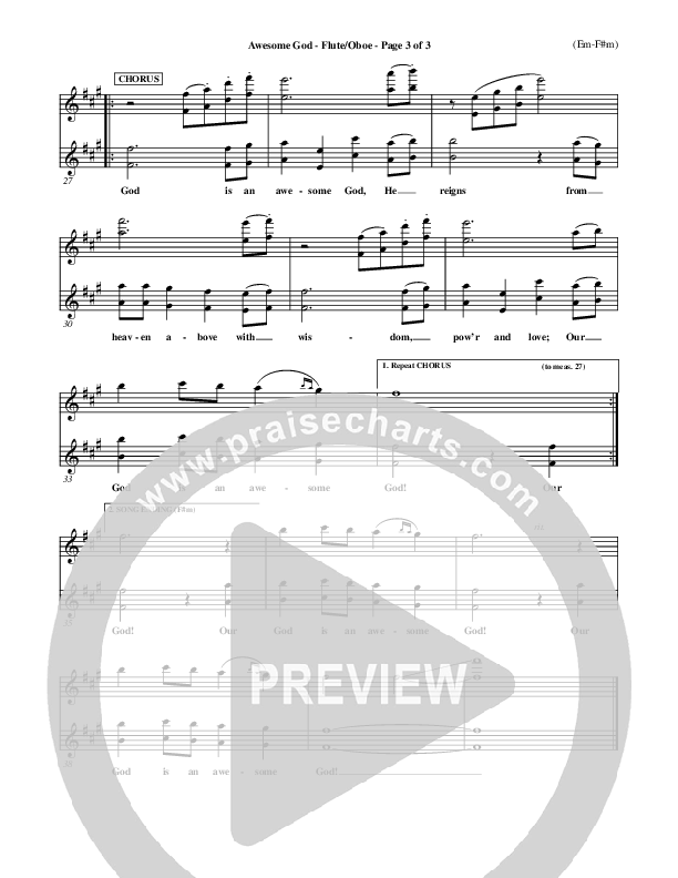 Awesome God Flute/Oboe (Rich Mullins)