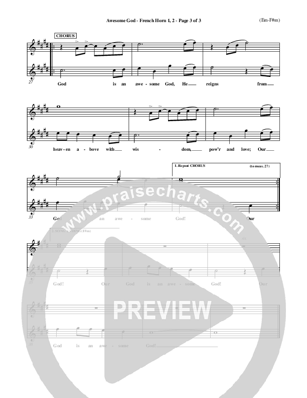 Awesome God French Horn 1/2 (Rich Mullins)