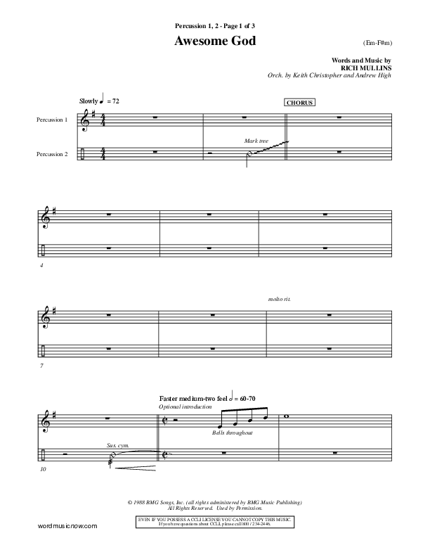 Awesome God Percussion 1/2 (Rich Mullins)