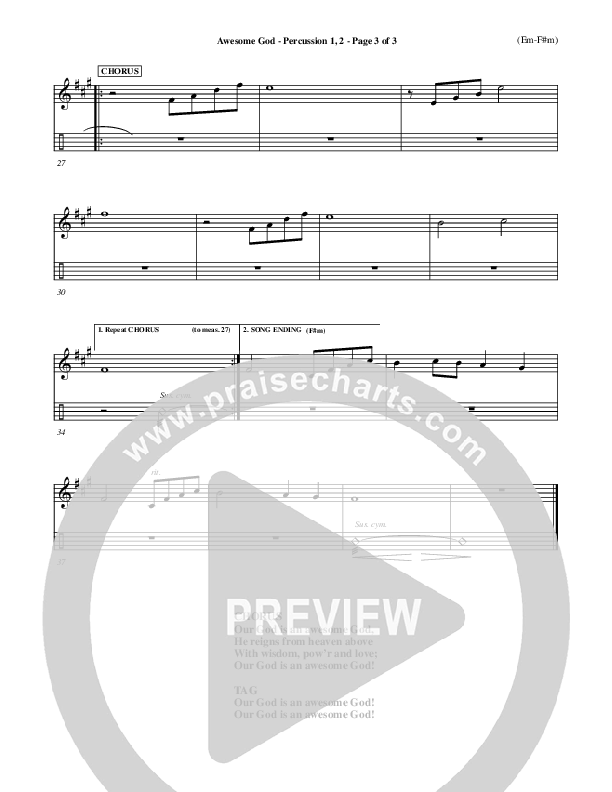 Awesome God Percussion 1/2 (Rich Mullins)