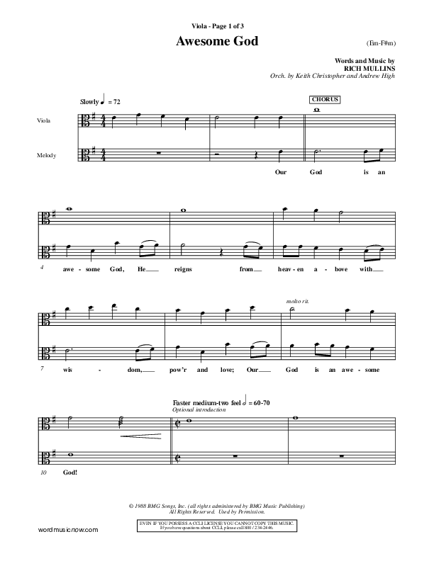 Awesome God Viola (Rich Mullins)