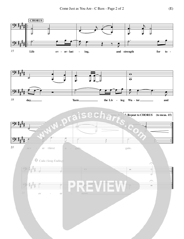 Come Just As You Are Contrabass (Joseph Sabolink)