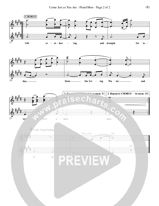 Come Just As You Are Flute/Oboe (Joseph Sabolink)