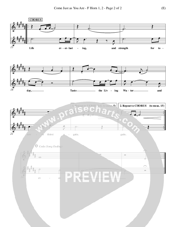 Come Just As You Are French Horn 1/2 (Joseph Sabolink)