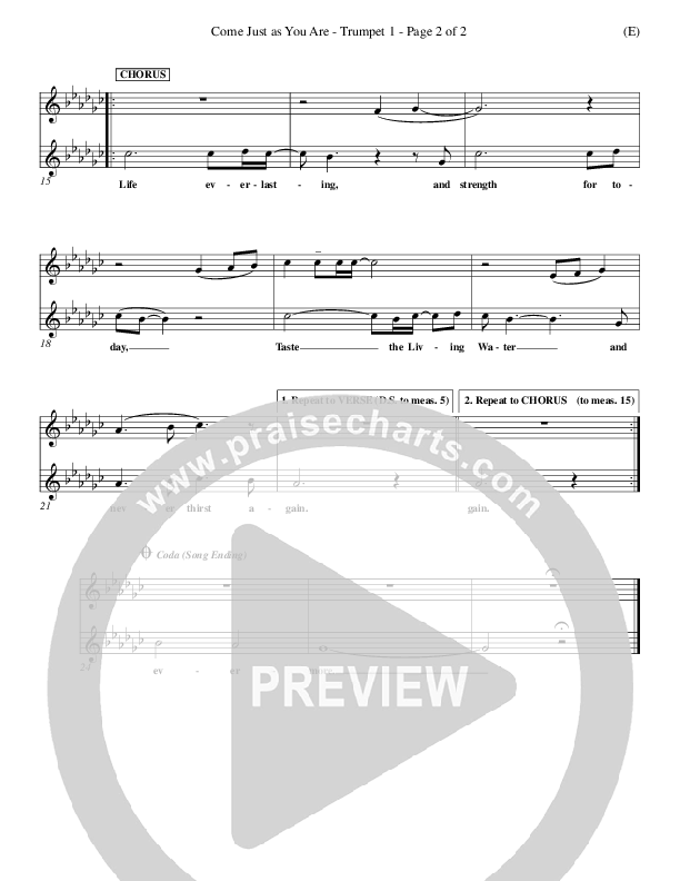 Come Just As You Are Trumpet 1 (Joseph Sabolink)