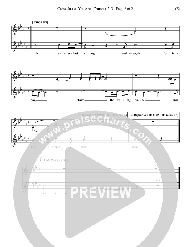 Come Just As You Are Trumpet 2/3 (Joseph Sabolink)