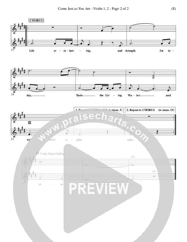 Come Just As You Are Violin 1/2 (Joseph Sabolink)