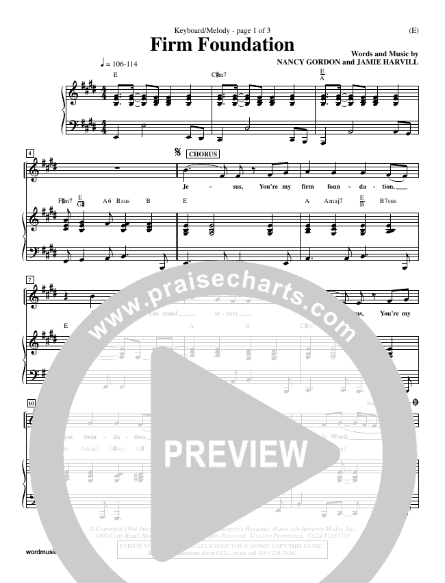 Firm Foundation Sheet Music PDF (Jamie Harvill) - PraiseCharts