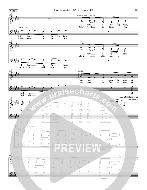 Firm Foundation Choir Sheet (SATB) (Jamie Harvill)