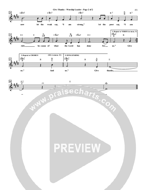 Give Thanks Lead Sheet (Henry Smith)