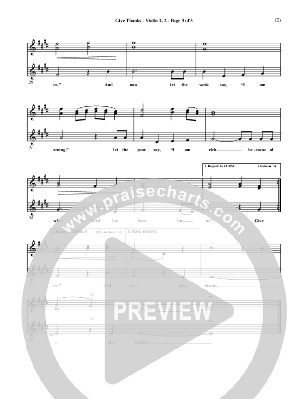 Give Thanks Violin 1/2 (Henry Smith)