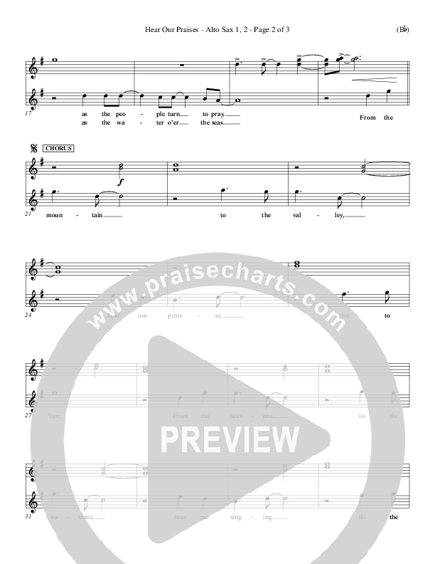 Hear Our Praises Alto Sax 1/2 (Reuben Morgan)