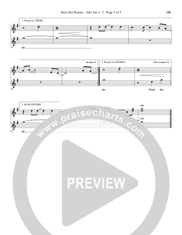 Hear Our Praises Alto Sax 1/2 (Reuben Morgan)