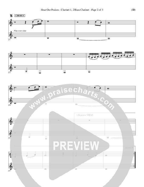 Hear Our Praises Clarinet 1/2, Bass Clarinet (Reuben Morgan)