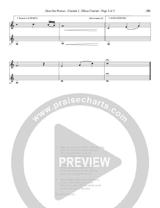 Hear Our Praises Clarinet 1/2, Bass Clarinet (Reuben Morgan)
