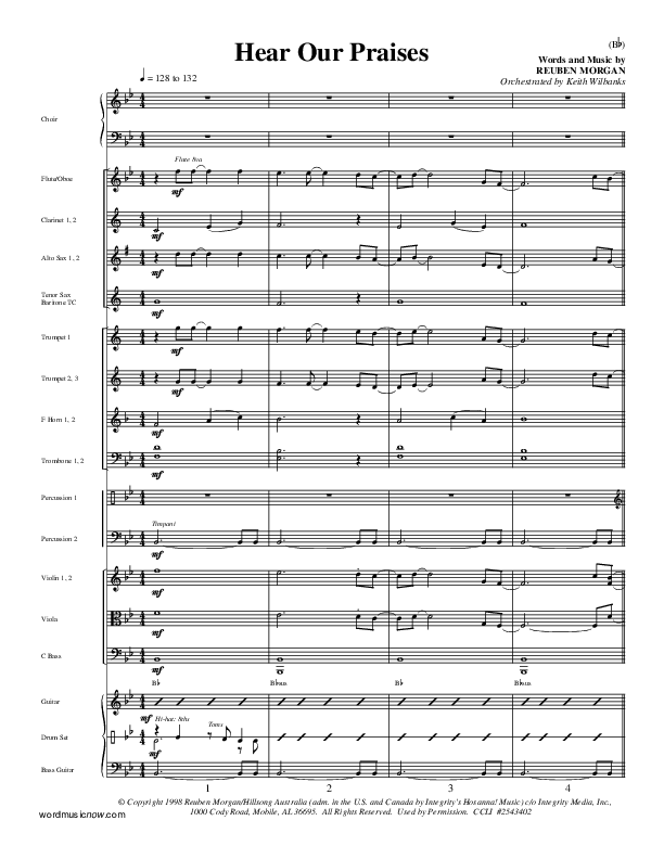 Hear Our Praises Conductor's Score (Reuben Morgan)