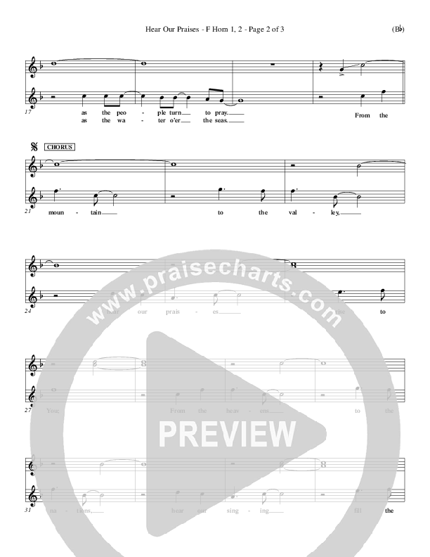 Hear Our Praises French Horn 1/2 (Reuben Morgan)