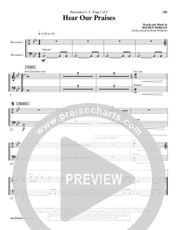 Hear Our Praises Percussion 1/2 (Reuben Morgan)