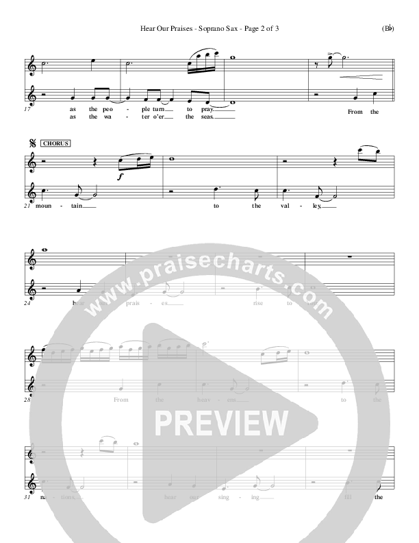 Hear Our Praises Soprano Sax (Reuben Morgan)