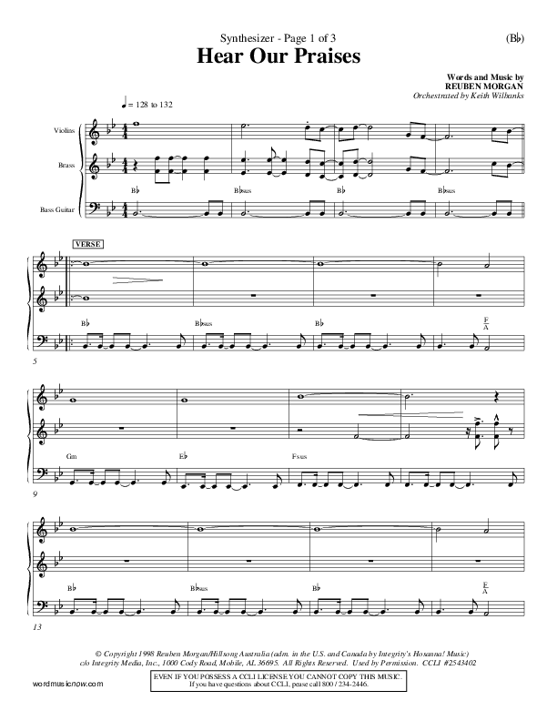 Hear Our Praises Synth (Reuben Morgan)