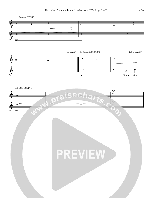 Hear Our Praises Tenor Sax/Baritone T.C. (Reuben Morgan)