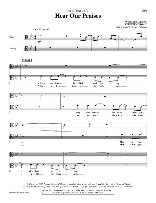 Hear Our Praises Viola (Reuben Morgan)